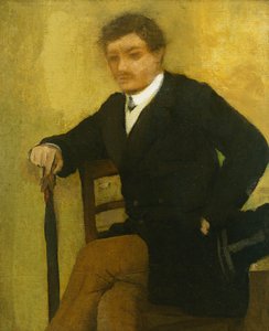 Joven Sentado con Chaqueta y Paraguas de Edgar Degas