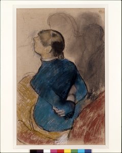 Young Woman In Blue (pastel sobre carboncillo sobre papel buff) de Edgar Degas
