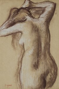 Joven desnuda peinándose, c.1889-90 (pastel sobre papel) de Edgar Degas
