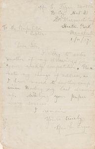 Carta al editor de un concurso de periódico, 1 de noviembre de 1917 de Edgar Fryer