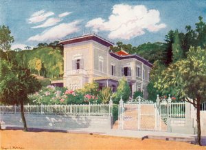 Residencia del Sr. Joseph Walker, Petrópolis (litografía en color) de Edgar L. Pattison