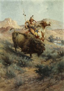 Indio y búfalo, 1891 de Edgar Samuel Paxson