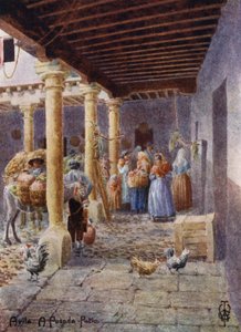 Norte de España: Ávila, A Posada Patio (litografía en color)