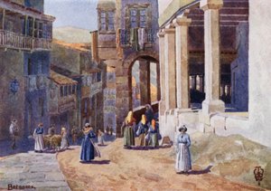 Norte de España: Betanzos, A Colonnaded Calle (litografía en color) de Edgar T. A. Wigram