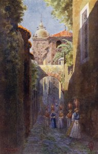 Norte de España: Cáceres, dentro de las antiguas murallas (litografía en color) de Edgar T. A. Wigram