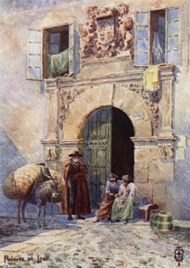 Norte de España: León, una antigua puerta de palacio (litografía en color) de Edgar T. A. Wigram