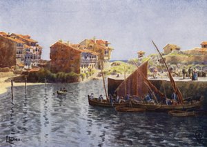 Norte de España: Llanes, El Puerto (litografía en color) de Edgar T. A. Wigram
