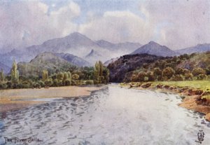 Norte de España: El Valle del Sella, por debajo de Arriondas (litografía en color) de Edgar T. A. Wigram