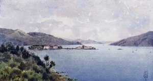Norte de España: Bahía de Vigo, El puerto interior, mirando hacia el mar (litografía en color) de Edgar T. A. Wigram
