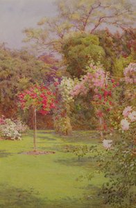 Un jardín de rosas (acuarela sobre papel) de Edith Helena Adie