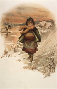 Niña en un camino nevado, ilustración de Donde viven los lirios, 1889 de Edith S. Berkeley