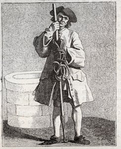 El limpiador de pozos - Pequeño oficio de París (Estudios tomados del pueblo bajo, o los Gritos de París) - grabado por Edme Bouchardon (1698-1762) de Edmé Bouchardon