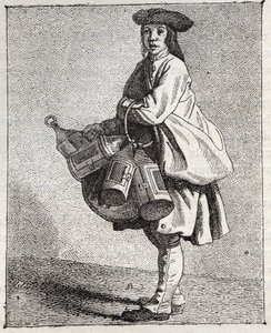 El vendedor de linternas - Pequeño oficio de París (Estudios tomados del pueblo bajo, o los Gritos de París) - grabado por Edme Bouchardon (1698-1762) de Edmé Bouchardon