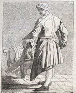 El vendedor de vinagre - Pequeño oficio de París (Estudios tomados del bajo pueblo, o los gritos de París) - grabado por Edme Bouchardon (1698-1762) de Edmé Bouchardon
