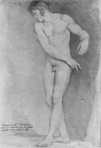 Desnudo mirando hacia abajo a la izquierda, 1755