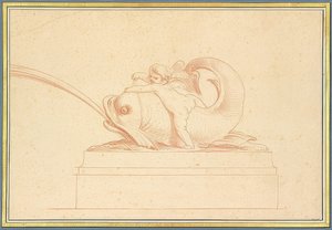 Delfín escupiendo agua hacia la izquierda con un amorcillo. 1737 de Edmé Bouchardon