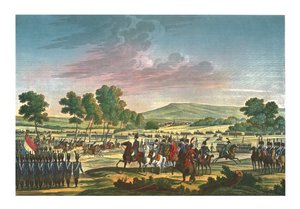 La Guardia Imperial maniobrando en presencia de los dos emperadores en Tilsit, 28 de junio de 1807, c1850 de Edme Bovinet