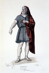 El personaje del viejo Horacio en la tragedia Horacio - Teatro Completo: (Colección de obras de Corneille) dibujo de Geffroy, grabado por L. Wolff - ed. Laplace, Sanchez y Cie, París 1884 de Edmond Aime Florentin Geffroy