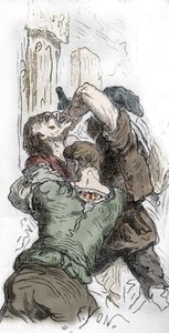Peste Negra: matanza de judíos, 1348, ilustración de "Histoire-populaire-de-France" por Charles Lahure, 1866 de Edmond Charles Yon