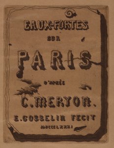Título de los Aguafuertes sobre París: Portada, 1871 de Edmond Gosselin