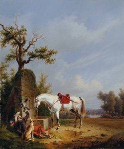 jinete con caballo de Edmond Jean Baptiste Tschaggeny
