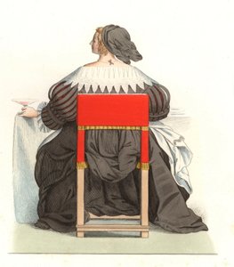 Mujer francesa del siglo XVII, de una ilustración de Edmond Lechevallier-Chevignard, de 