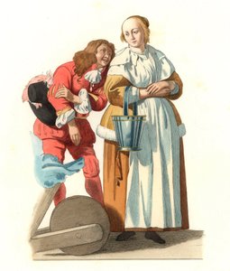 Mujer de la burguesía holandesa y un paje
