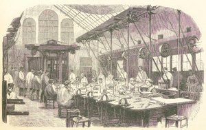 Plateros trabajando en la Fábrica de Cubiertos Christophle en París, pub. 1875