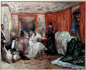 Comediante de teatro Hortense Schneider (1833-1920), amante de Jacques Offenbach (1819-1890), en su camerino en el Théâtre des Variétés