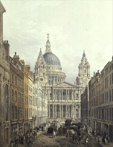 Catedral de San Pablo, mirando hacia Ludgate Hill, pub. 1852 por LLoyd Bros. & Co. de Edmund (after) Walker