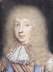 Retrato de Edward Stuart, busto, con cabello suelto y corbata de encaje de Edmund Ashfield