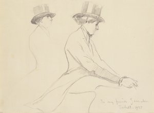Figuras ecuestres (lápiz sobre papel) de Edmund Charles Tarbell