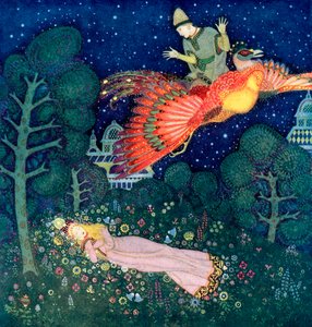 Ilustración para el cuento ruso El pájaro de fuego