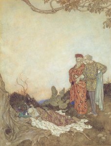 Ilustración para "La Tempestad" Acto II, Escena 1 de Edmund Dulac