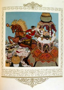 Príncipe besando a una bella princesa en una torre. Rusia" de Dulac. de Edmund Dulac