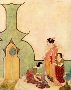 La Dama de Bedr-el-budur viene al baño, ilustración de 