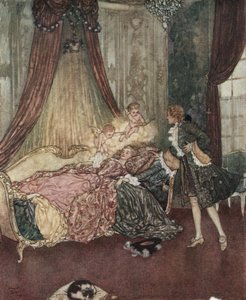 La bella durmiente: El príncipe azul descubre a la bella durmiente, c.1910 (litografía) de Edmund Dulac