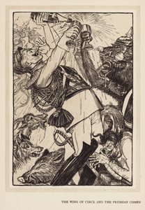 La guirnalda del Kaiser: El vino de Circe y el Comus prusiano (litografía) de Edmund Joseph (after) Sullivan