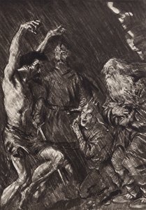 William Shakespeare La Tragedia del Rey Lear, Acto III, Escena 4 (litografía) de Edmund Joseph (after) Sullivan