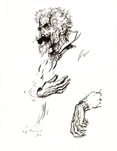 Don Quijote. Boceto a pluma de Línea: Un estudio de arte, 1923