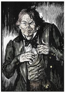 Mr Hyde después de tomar el antídoto se convierte en el Dr Jekyll, Ilustración de Edmund Joseph Sullivan (1869-1933) para la novela L