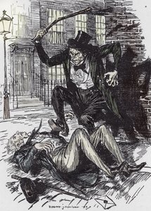 Mr Hyde asesina a Sir Danvers Carew, Ilustración de Edmund Joseph Sullivan (1869-1933) para la novela L