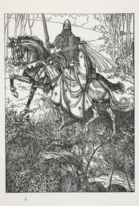 Sir Launcelot y la reina Ginebra, ilustración de "A Dream of Fair Women..." de Alfred, Lord Tennyson de Edmund Joseph Sullivan