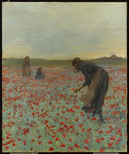 Niñas en un campo de amapolas de Edmund Montague Morris