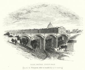 Puente Dean, Edimburgo (grabado) de Edmund Morison (after) Wimperis