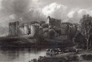 Castillo de Chepstow, grabado por R. Hinshelwood, impreso por Cassell und Company Ltd de Edmund Morison Wimperis