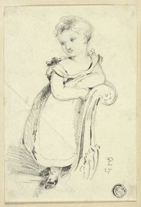 Niña de pie en un sofá (anverso); Fragmento: Parte posterior de la cabeza de una mujer (verso) de Edmund Thomas Parris