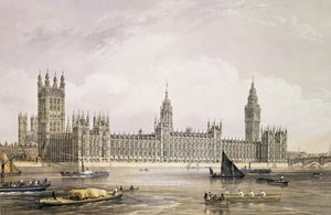 Las Nuevas Casas del Parlamento, grabado por Thomas Picken, publicado 1852
