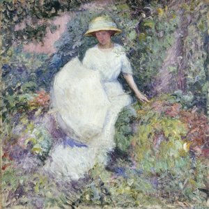 Chica con sombrilla (óleo sobre lienzo) de Edmund William Greacen