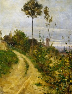 Carretera de la colina (óleo sobre lienzo)